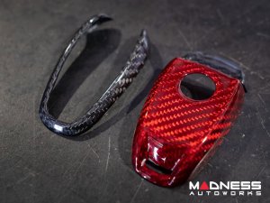 Alfa Romeo Giulia Key Fob Cover  - Carbon Fiber - Red Candy Main / Black Accents